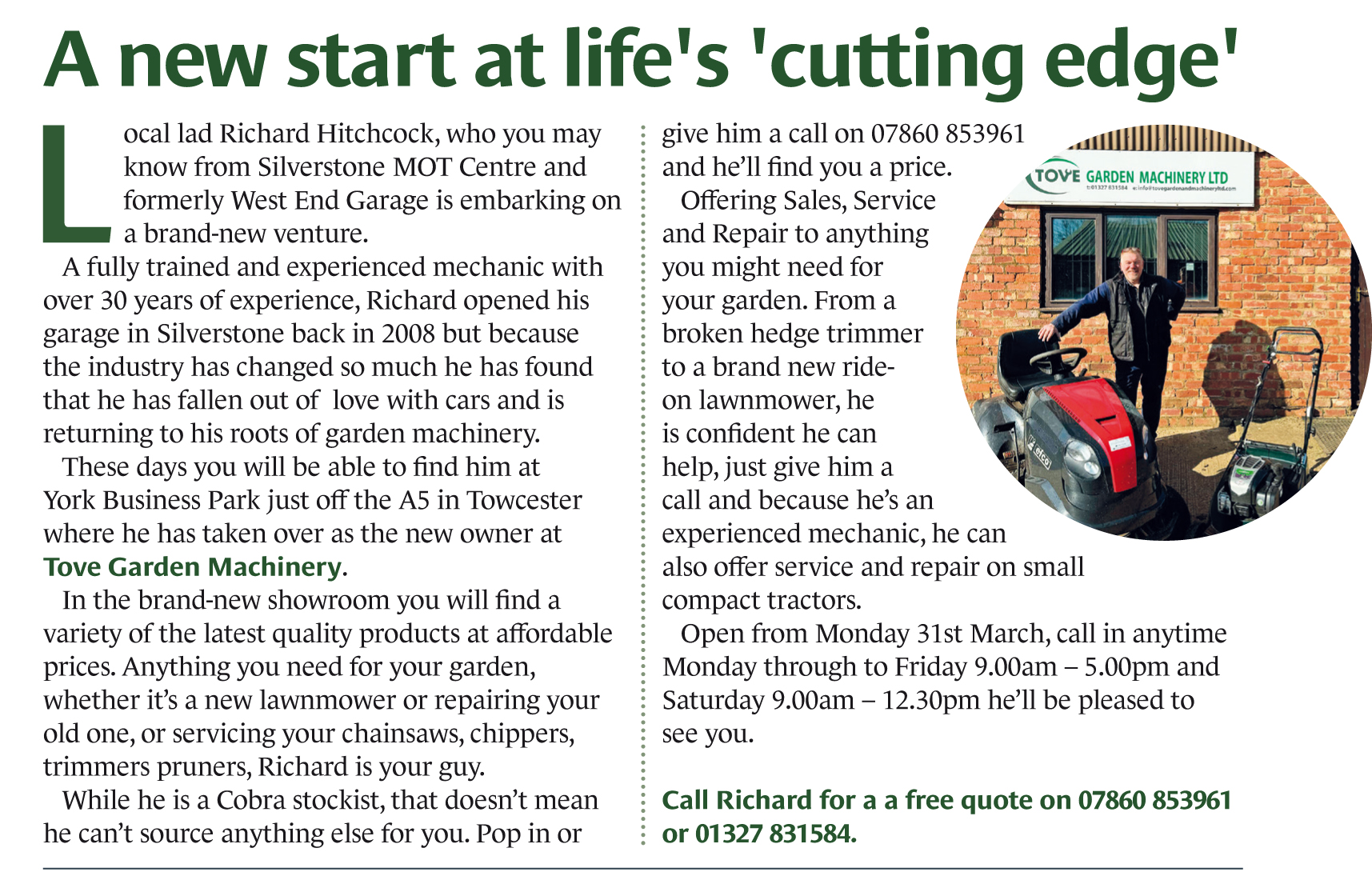Tove Garden Machinery apr may 2025